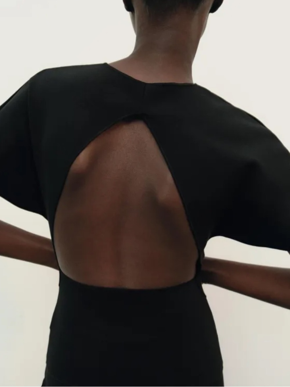 Zara Black Open-Back Midi Dress